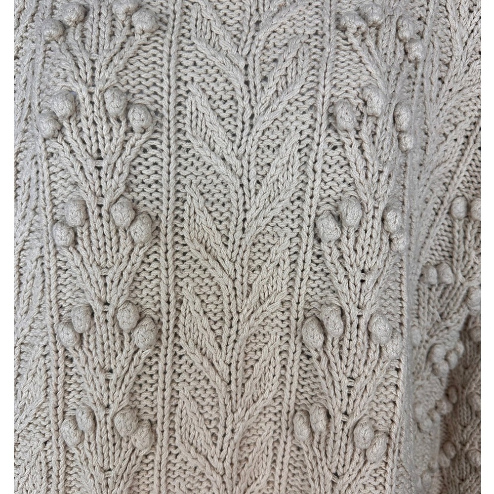 Ann Taylor VTGE Sweater Size SM Cream Silk Cotton Cable Popcorn Knit Crew Neck - Picture 6 of 11